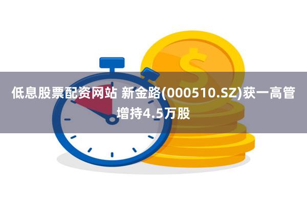 低息股票配资网站 新金路(000510.SZ)获一高管增持4.5万股