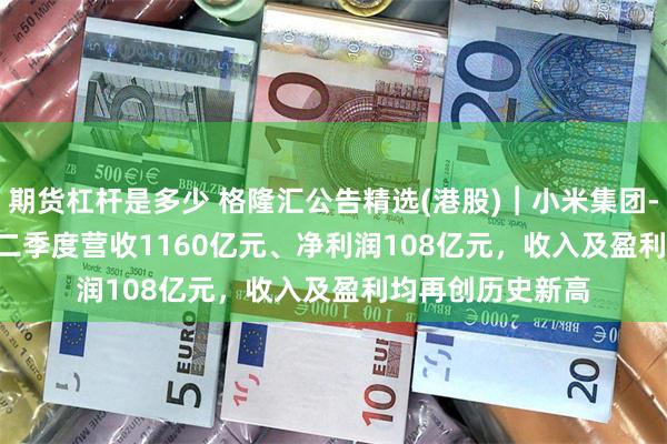 期货杠杆是多少 格隆汇公告精选(港股)︱小米集团-W(01810.HK)二季度营收1160亿元、净利